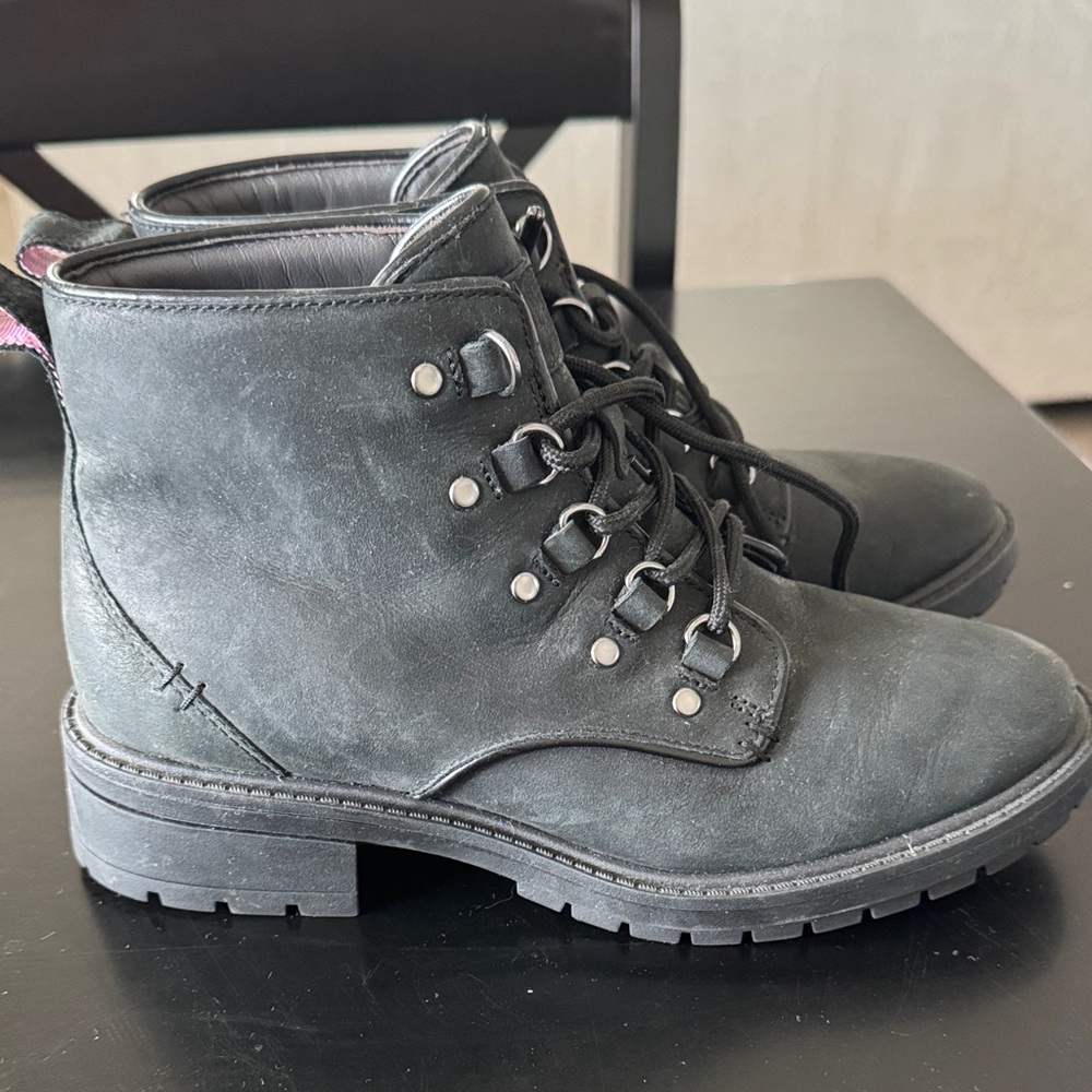 Cole Haan Black Lace-Up Ankle Boots